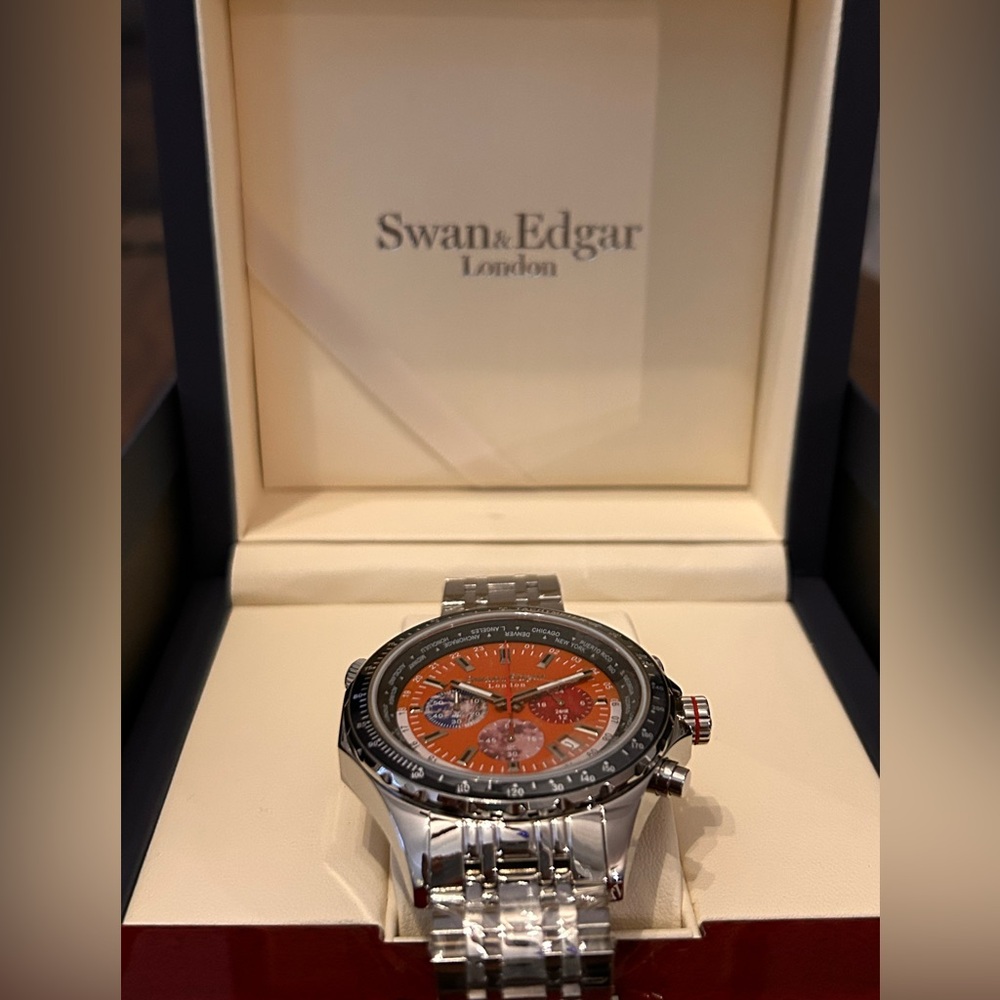 Elegant Swan & Edgar World Timer Watch- Brand New! Includes warranty card & box
